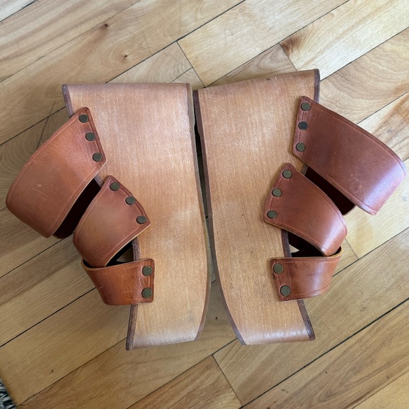 Celine Phoebe Philo Rare platforms Clogs Sandals veg tan leather brown tan 38.5 - Picture 14 of 16